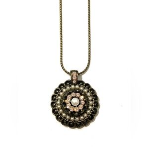 Michal Negrin Rhinestone Faux Pearl Pendant Necklace
